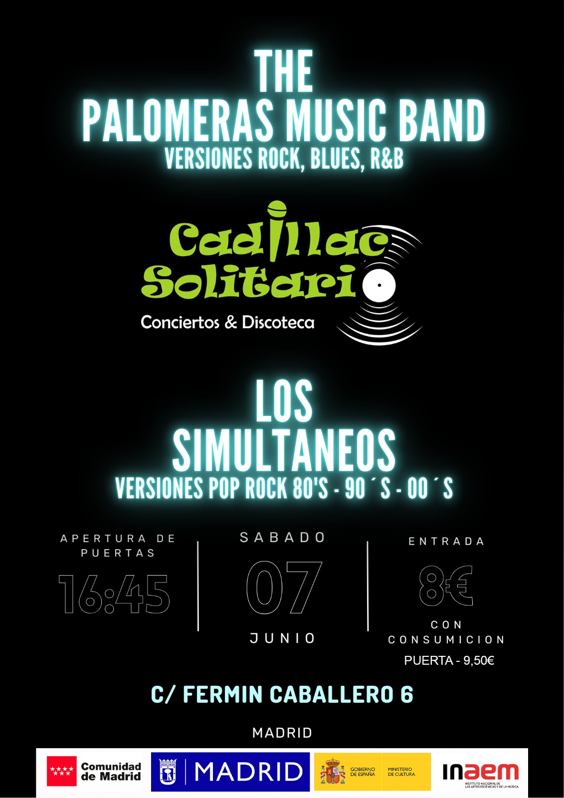 Cartel Los Simultáneos en Cadillac Solitario
